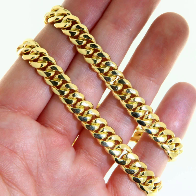 Lant Miami Cuban Plin Lucrat Manual Aur 14k Galben - Stil si Durabilitate