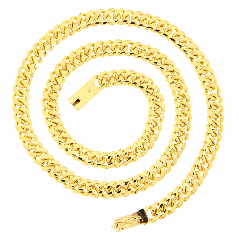 Lant Miami Cuban Plin Lucrat Manual Aur 14k Galben - Stil si Durabilitate