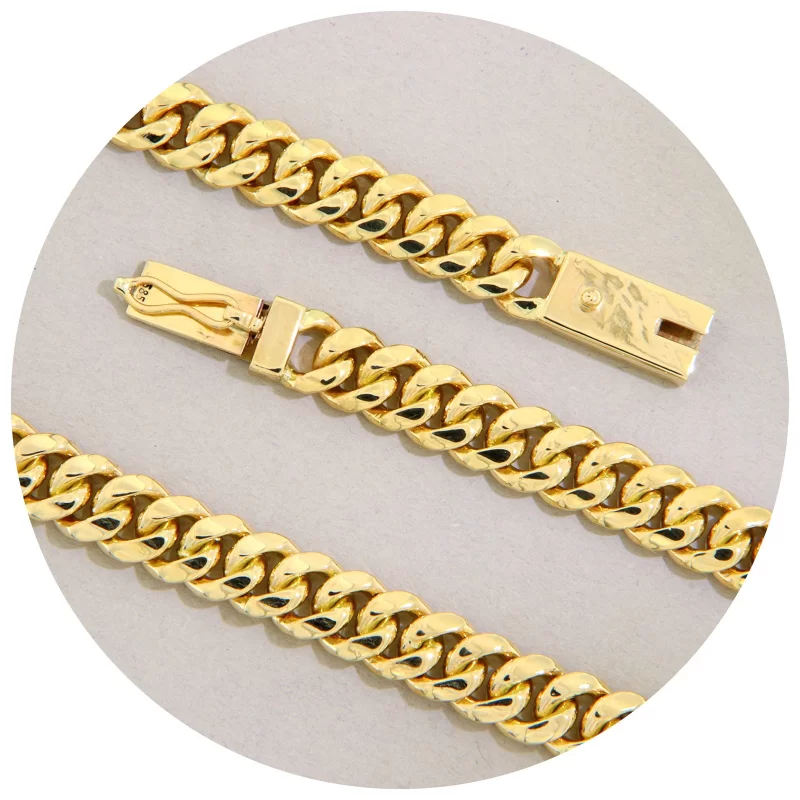 Lant Miami Cuban Plin Lucrat Manual Aur 14k Galben - Stil si Durabilitate