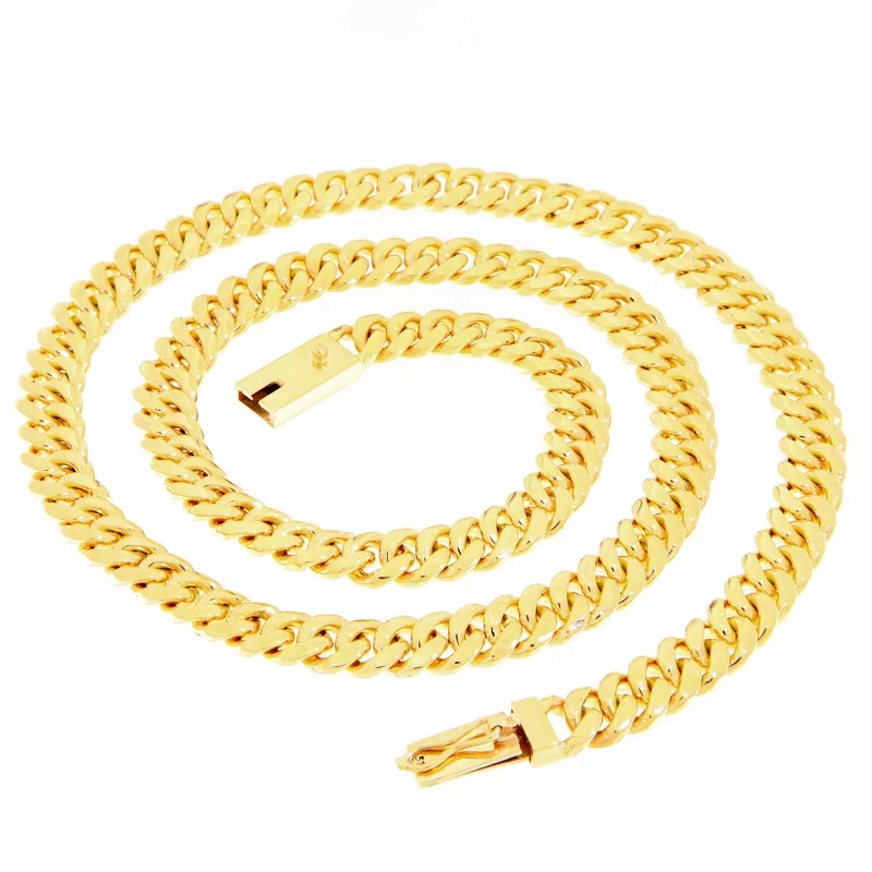 Lant Miami Cuban Plin Lucrat Manual Aur 14k Galben - Stil si Durabilitate