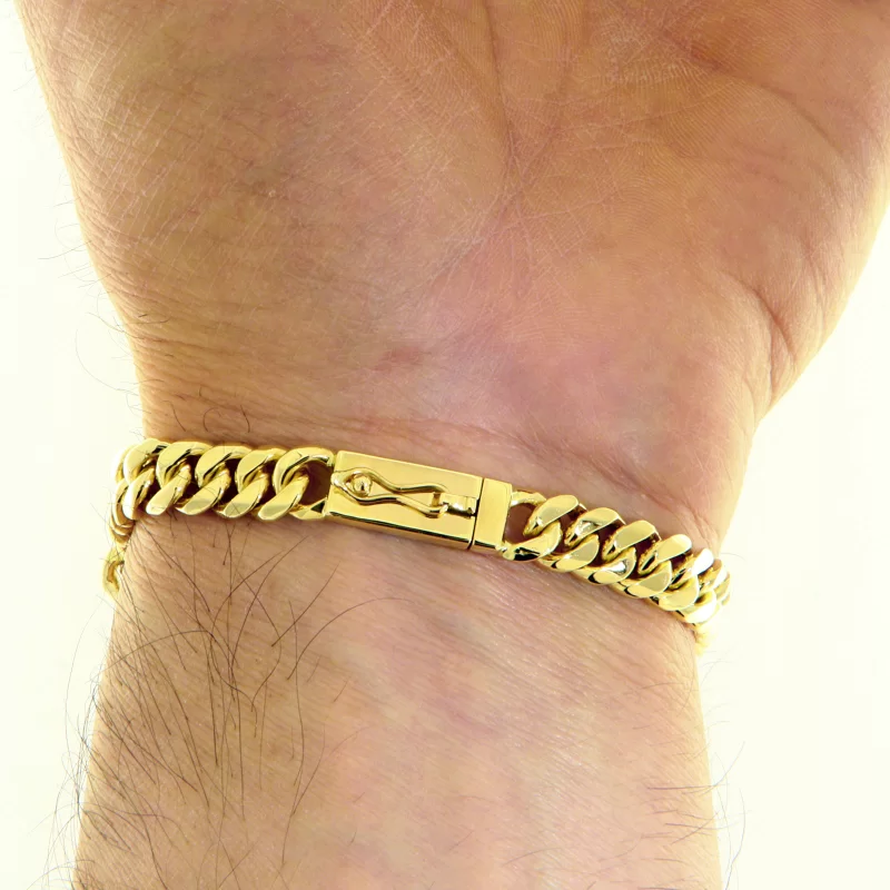 Bratara Miami Cuban Plina Lucrata Manual Aur 14k Galben - Eleganta si Forta