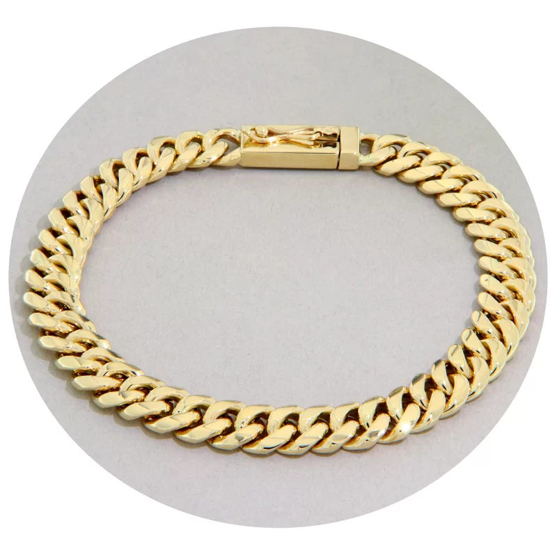 Bratara Miami Cuban Plina Lucrata Manual Aur 14k Galben - Eleganta si Forta