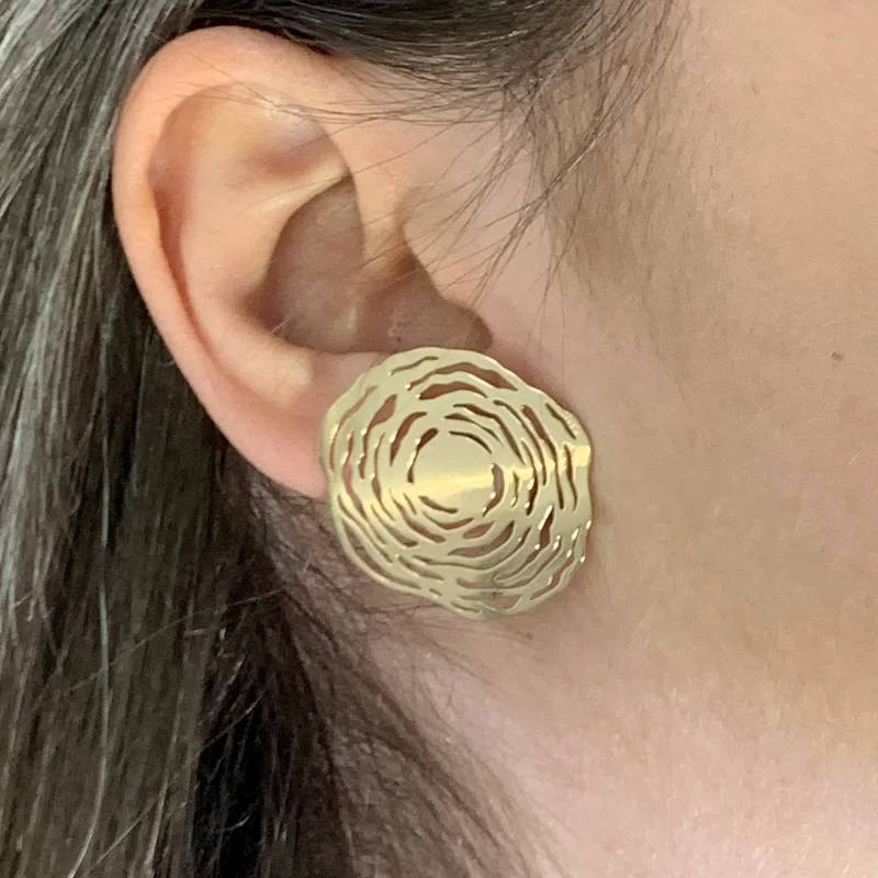 Cercei Aur Galben 14 k Flori Abstracte - Eleganta Moderna