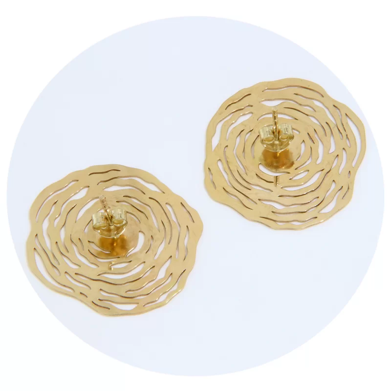Cercei Aur Galben 14 k Flori Abstracte - Eleganta Moderna