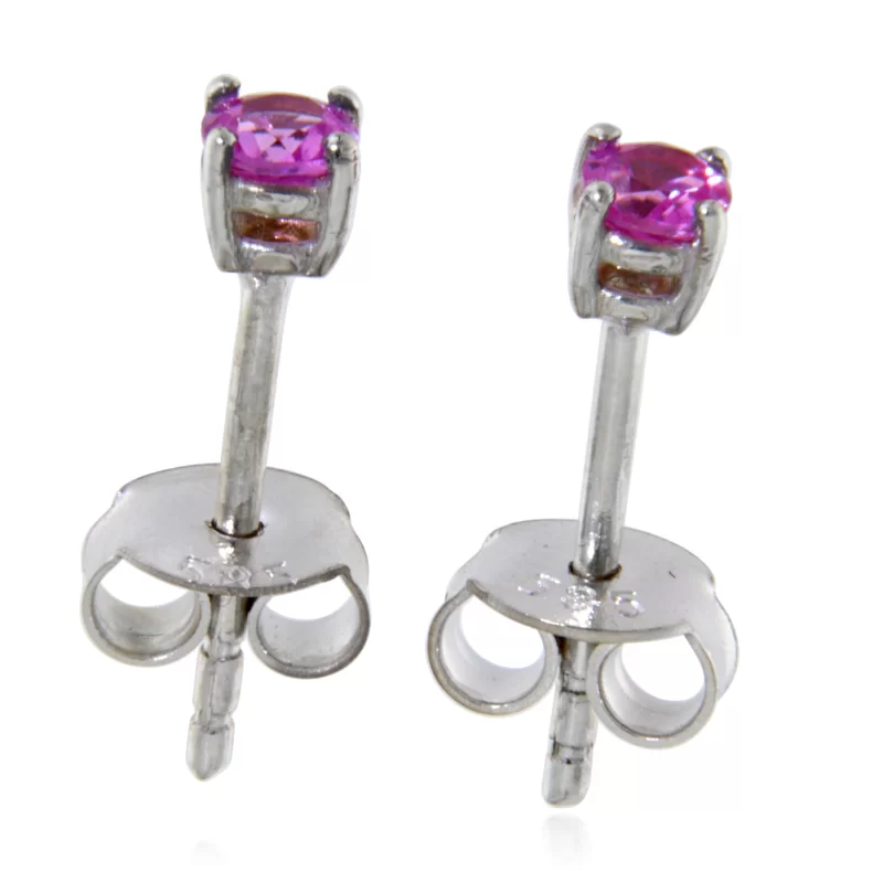 Cercei Aur Alb 14 k Stud Safire Roz Naturale - Delicatete si Rafinament