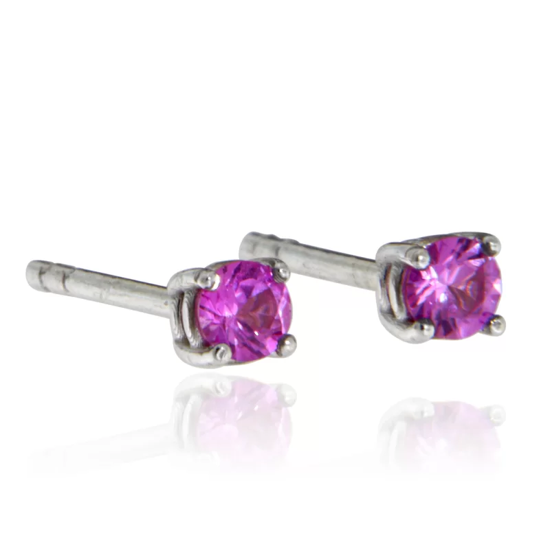 Cercei Aur Alb 14 k Stud Safire Roz Naturale - Delicatete si Rafinament