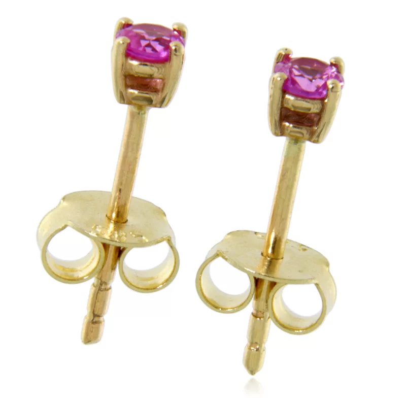 Cercei Aur Galben 14 k Stud Safire Roz Naturale - Eleganta Delicata