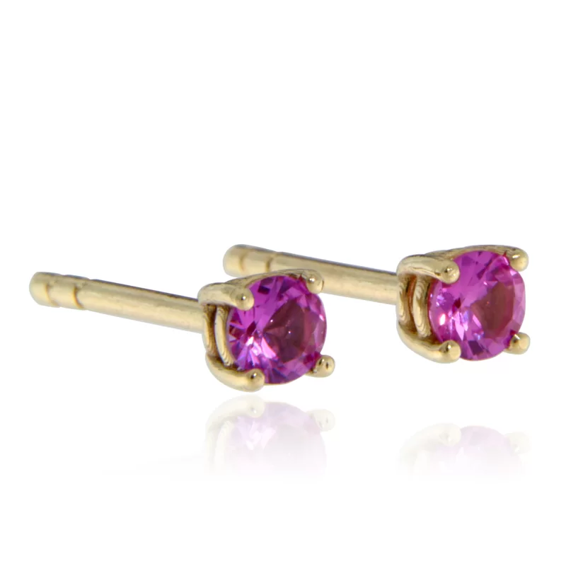 Cercei Aur Galben 14 k Stud Safire Roz Naturale - Eleganta Delicata