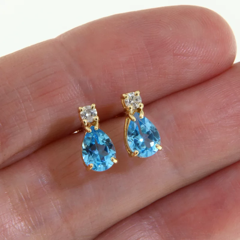 Cercei Aur 14 k Galben sau Alb Topaz Diamante Naturale - Stralucire Diafana