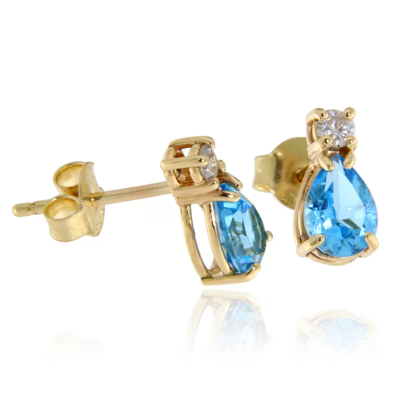 Cercei Aur 14 k Galben sau Alb Topaz Diamante Naturale - Stralucire Diafana