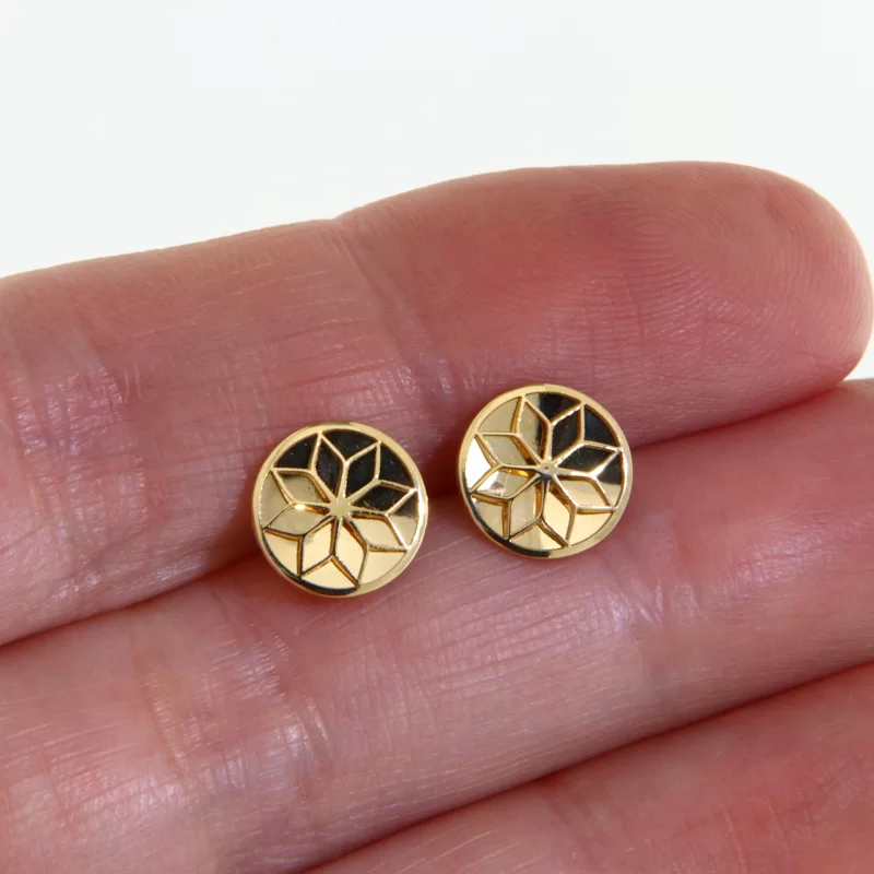 Cercei Aur Galben 14 k Floare Stilizata - Eleganta Artistica