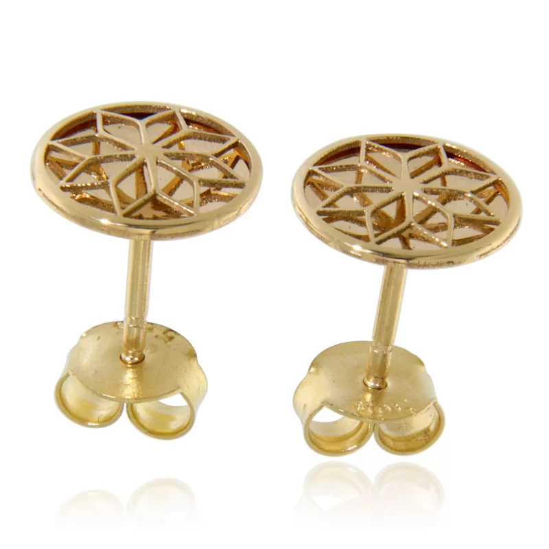 Cercei Aur Galben 14 k Floare Stilizata - Eleganta Artistica