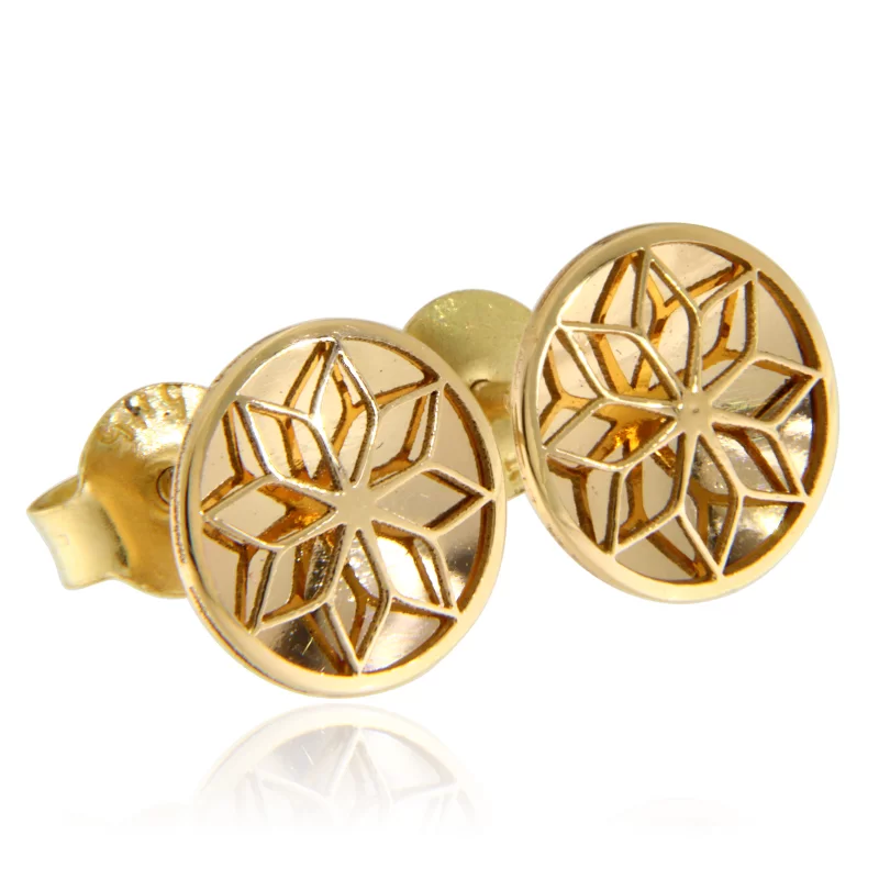 Cercei Aur Galben 14 k Floare Stilizata - Eleganta Artistica