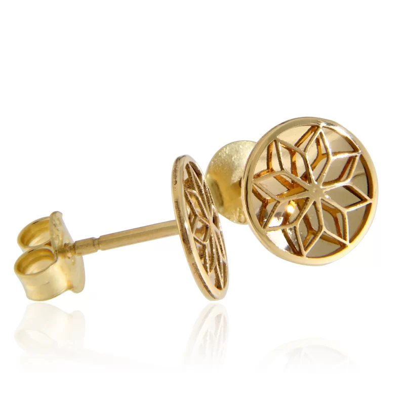 Cercei Aur Galben 14 k Floare Stilizata - Eleganta Artistica
