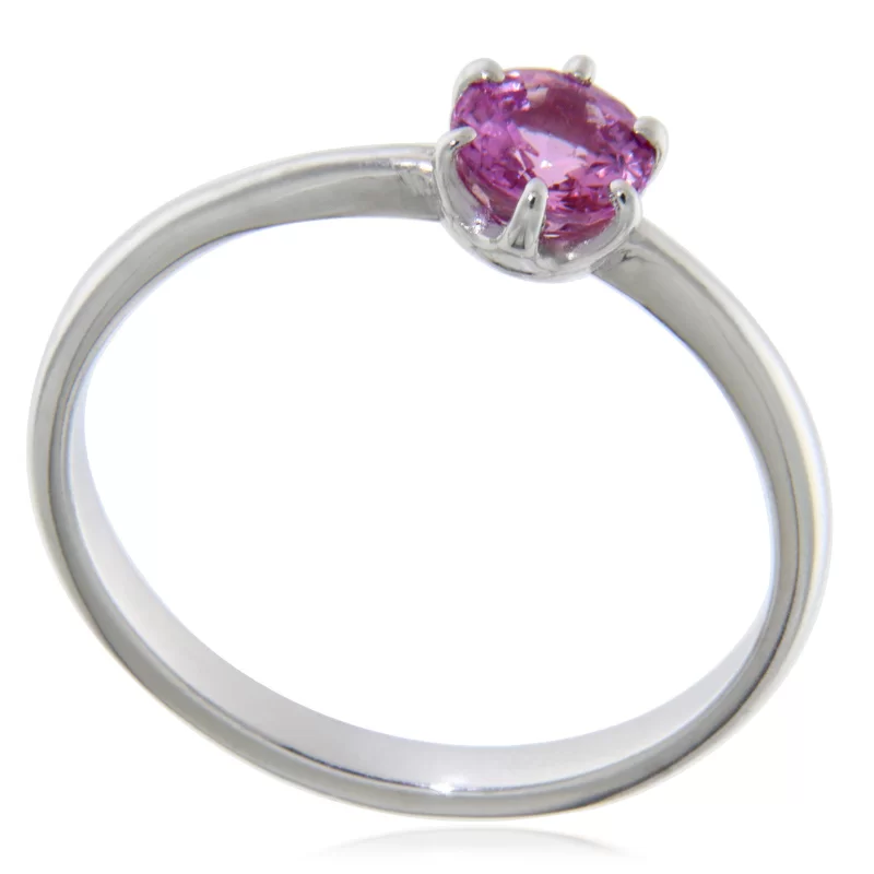 Inel Aur Alb 14 k Safir Roz Natural - Eleganta si Feminitate