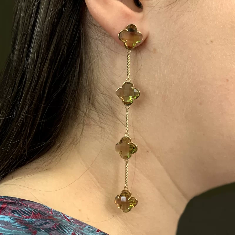 Cercei Aur 14k Galben Zultanite de Laborator - Eleganta si Transformare Coloristica