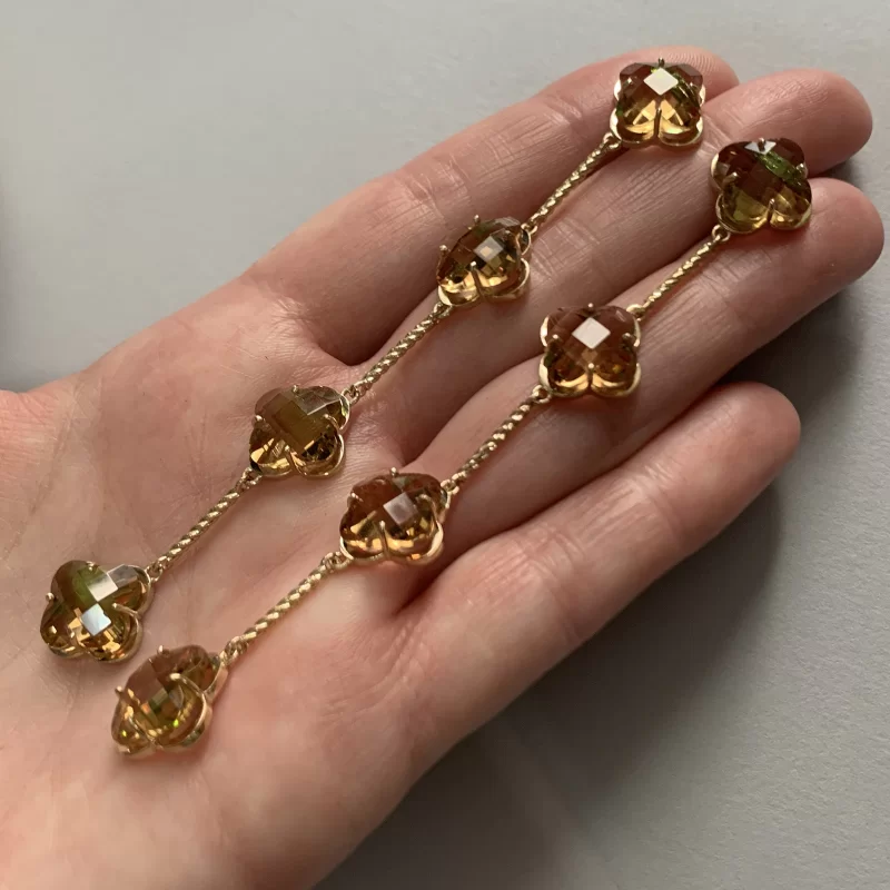 Cercei Aur 14k Galben Zultanite de Laborator - Eleganta si Transformare Coloristica