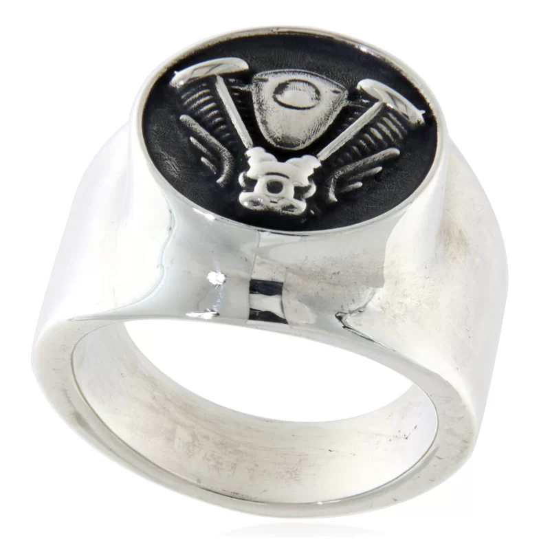 Ghiul Masiv Argint 925 Oxidat Motor Harley Davidson - Twin Cam Engine