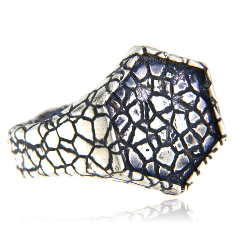 Inel Argint 925 Oxidat Textura Piatra - Design brut si masculin
