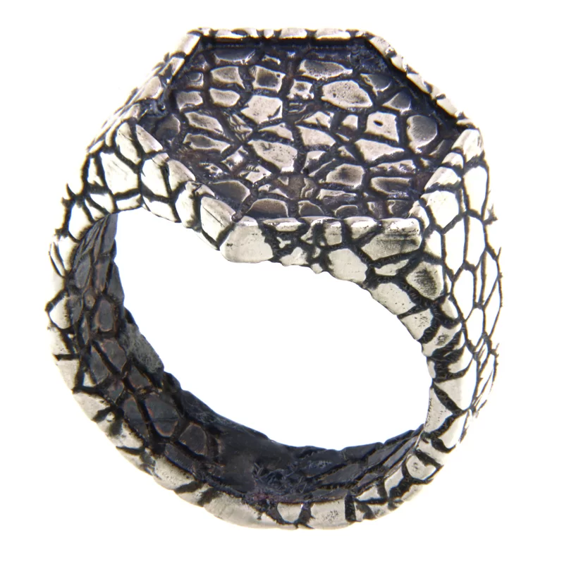 Inel Argint 925 Oxidat Textura Piatra - Design brut si masculin