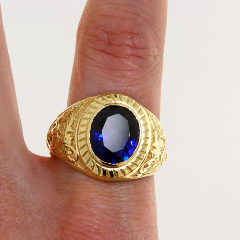 Ghiul Aur Galben 14k Safir Sintetic - Impunator si Elegant