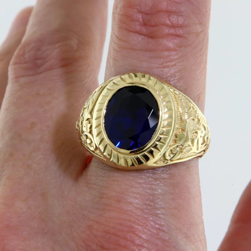 Ghiul Aur Galben 14k Safir Sintetic - Impunator si Elegant