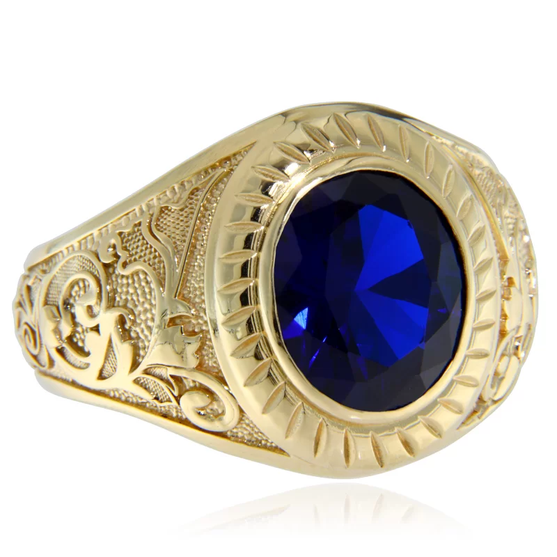 Ghiul Aur Galben 14k Safir Sintetic - Impunator si Elegant
