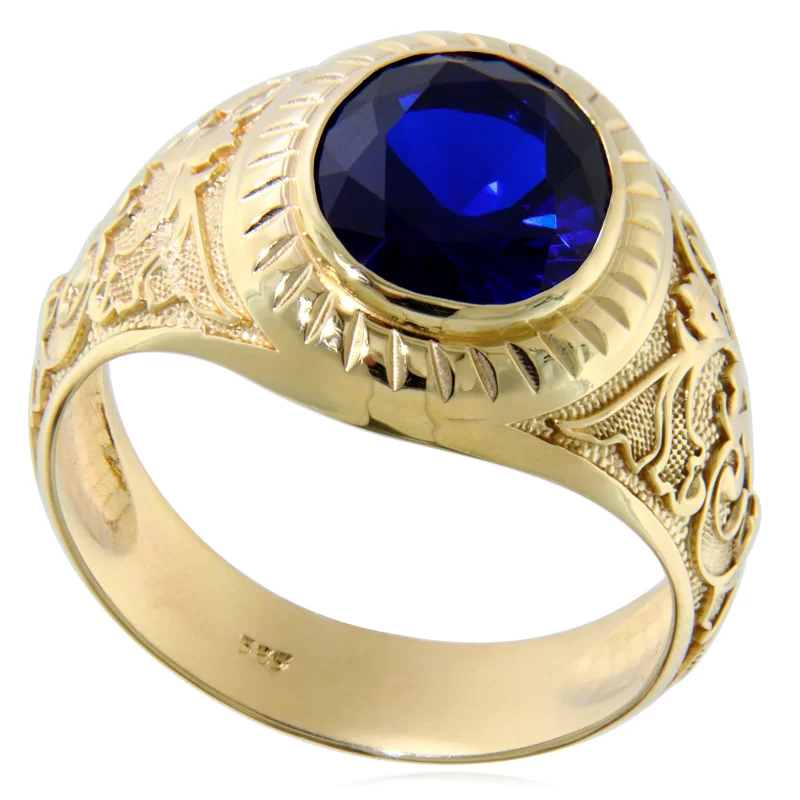 Ghiul Aur Galben 14k Safir Sintetic - Impunator si Elegant