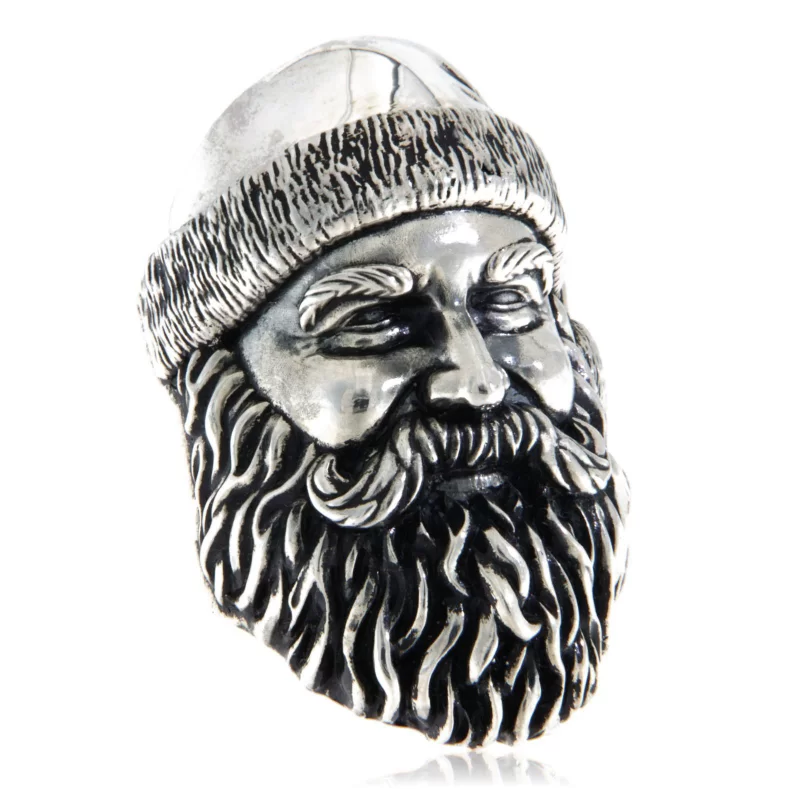 Ghiul Masiv Barbatesc Argint 925 Lucios Oxidat Mos Craciun - Santa Claus