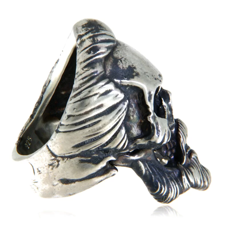 Ghiul Barbatesc Argint 925 Oxidat Bearded Slick Back Skull - Masculinitate si Stil