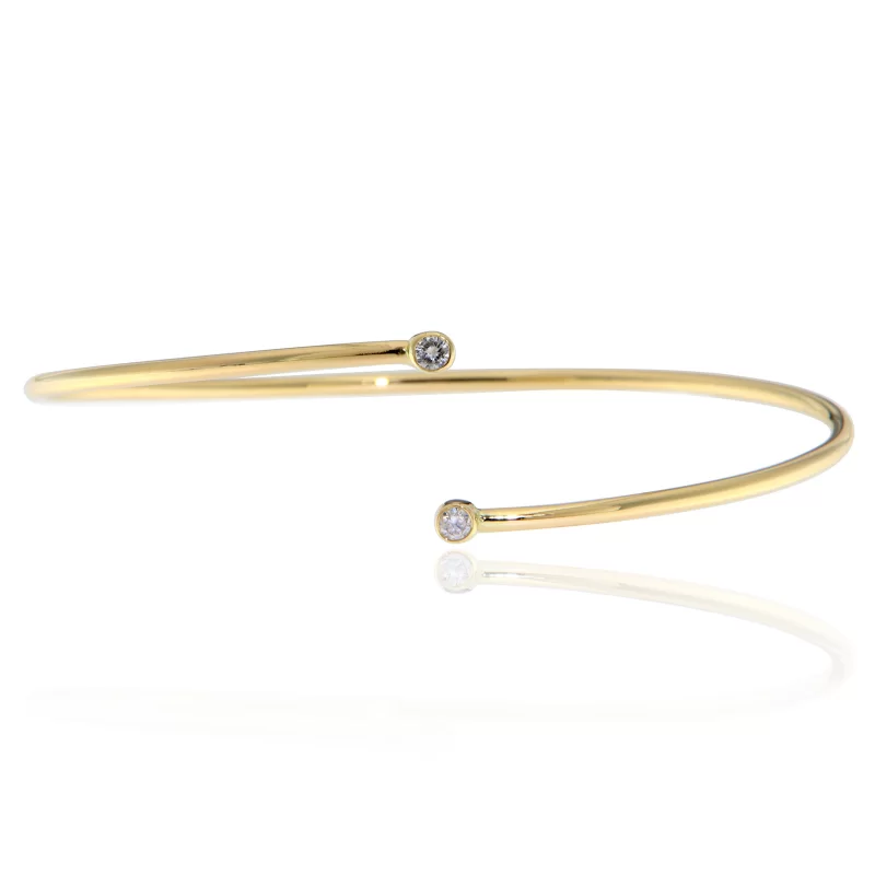 Bratara Minimal Cuff  Aur Galben 14k Diamante Naturale - Eleganta Pura
