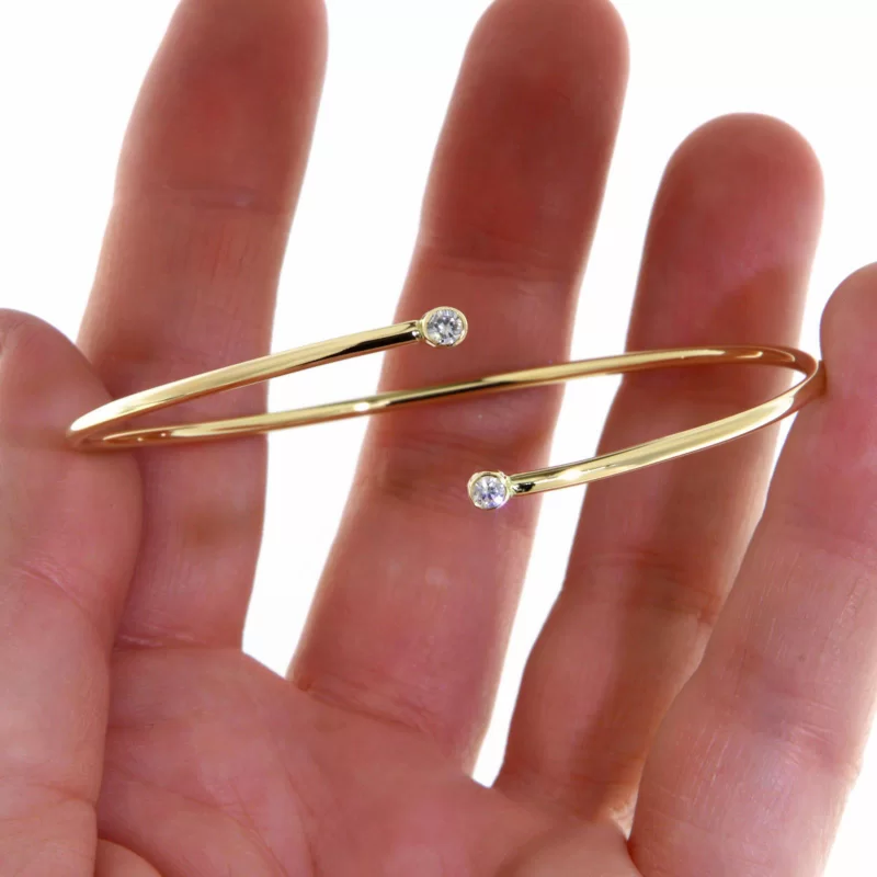 Bratara Minimal Cuff  Aur Galben 14k Diamante Naturale - Eleganta Pura