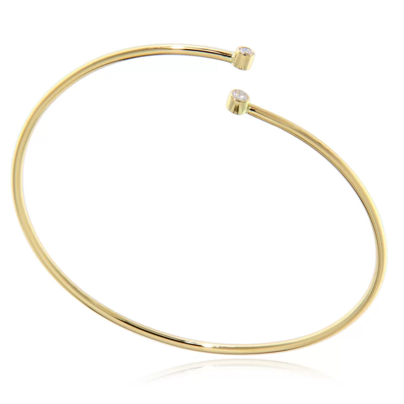 Bratara Minimal Cuff  Aur Galben 14k Diamante Naturale - Eleganta Pura