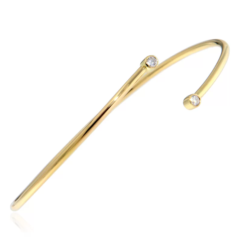Bratara Minimal Cuff  Aur Galben 14k Diamante Naturale - Eleganta Pura