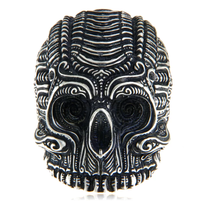 Ghiul Masiv Barbatesc Argint 925 Oxidat Aztec Skull - Forta si Mister