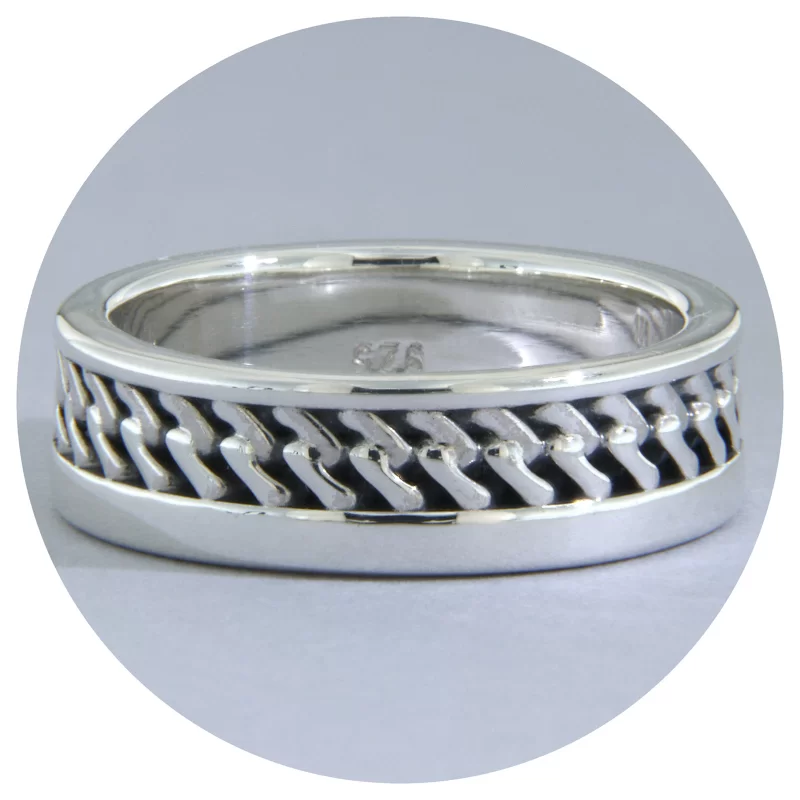 Inel Argint 925 Sculptat Pattern Zigzag - Minimalist si Elegant