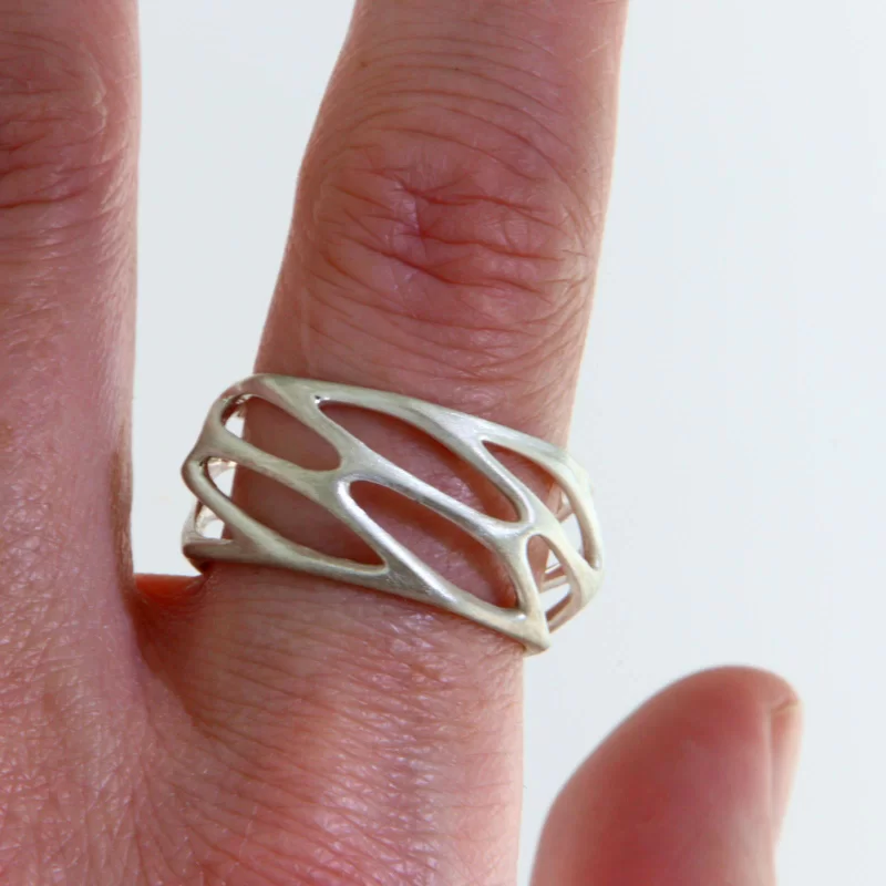 Inel Argint 925 Sculptat Design Organic - Eleganta Moderna