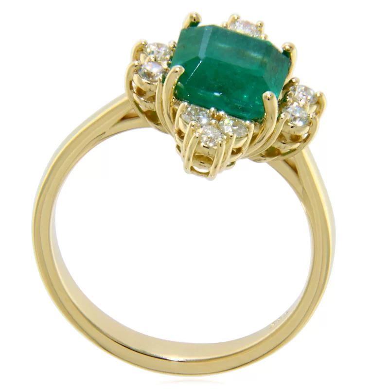 Inel Aur Galben 14 k Smarald Natural de Zambia Diamante Naturale - Frumusete Pura