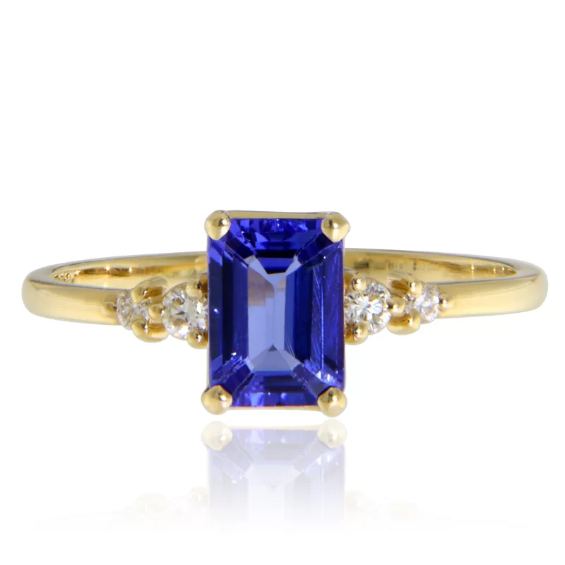 Inel Aur 14 k Galben Tanzanit Diamante Naturale - Rafinament si Farmec Subtil