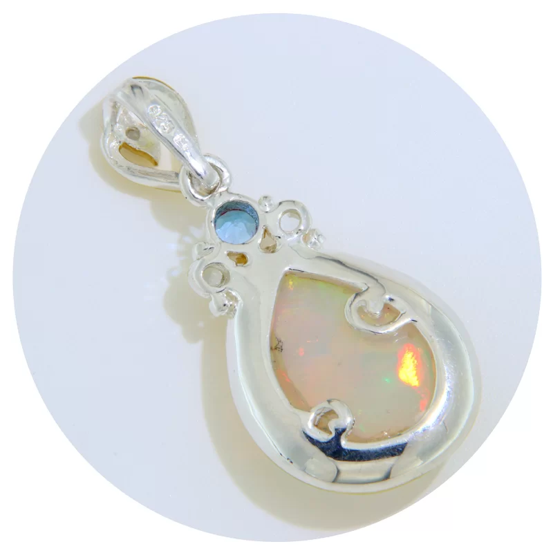 Pandantiv Argint 925 Accente Aurite Opal Topaz Naturale - Straluciri Magice