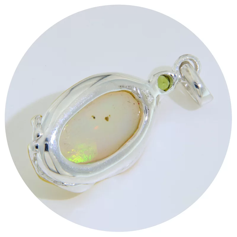 Pandantiv Argint 925 Accente Aurite Opal Peridot Naturale - Stralucire si Vitalitate
