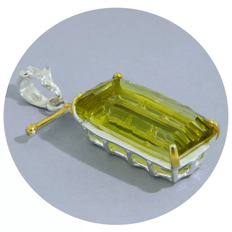 Pandantiv Argint 925 Accente Aurite Cuart Lemon Natural - Captivant si Modern