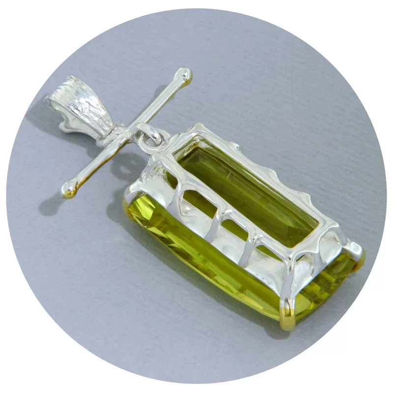 Pandantiv Argint 925 Accente Aurite Cuart Lemon Natural - Captivant si Modern