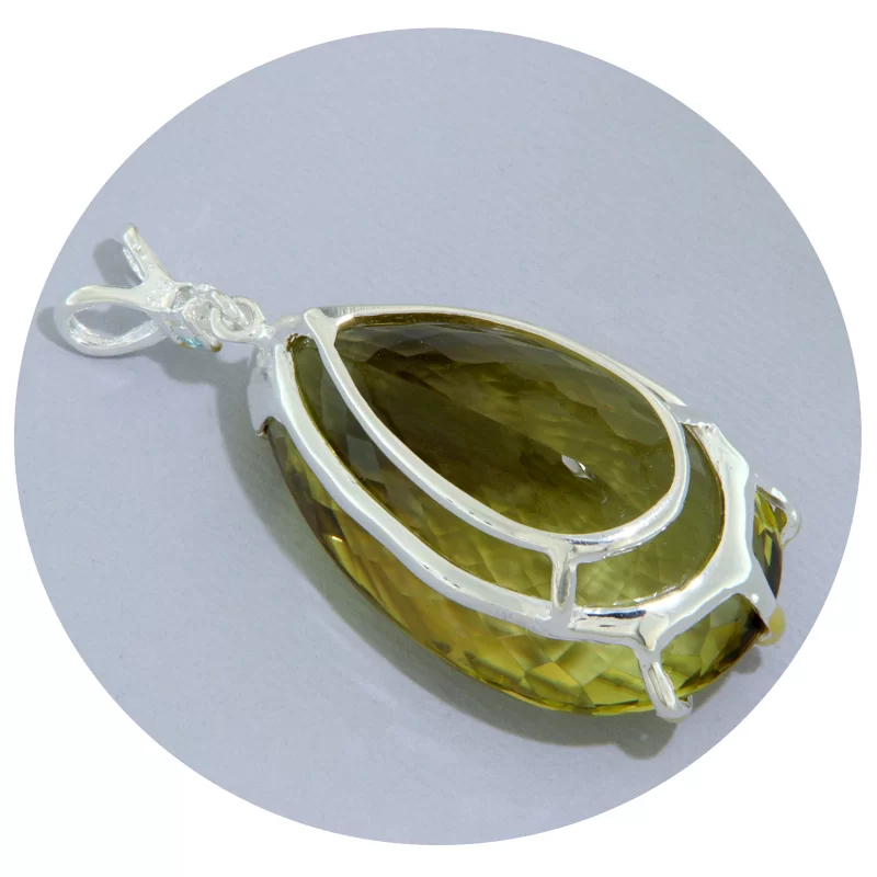 Pandantiv Argint 925 Accente Aurite Cuart Lemon Topaz Naturale - Masiv si Spectaculos