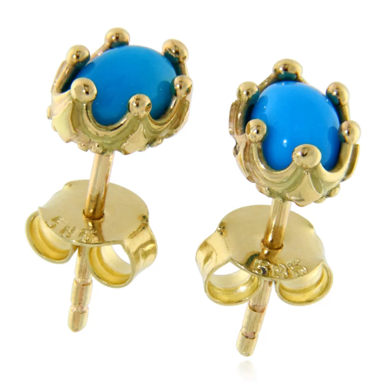 Cercei Stud Aur Galben 14 k Turcoaz Veritabil Peruzea - Stralucire si Protectie