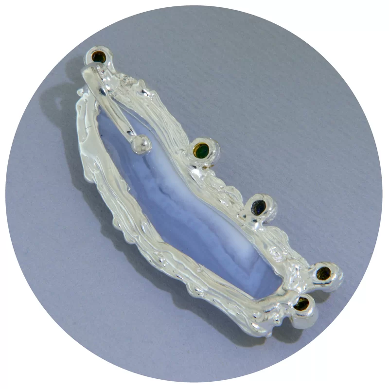 Pandantiv Argint 925 Accente Aurite Calcedonie Opal Negru Naturale - Mister si Eleganta