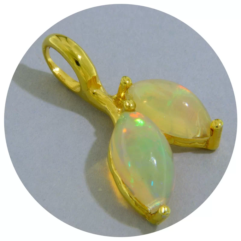 Pandantiv Argint 925 Aurit Opal Etiopian Natural - Stralucire si Intuitie