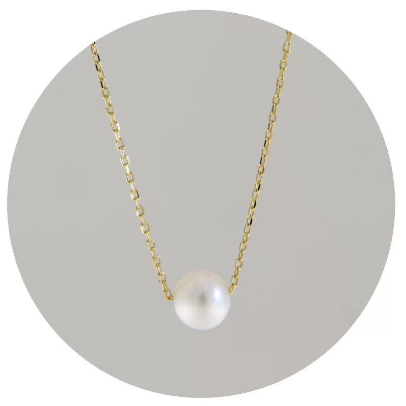 Colier Aur 14 k Perla de Cultura Naturala Incorporata - Eleganta Pura