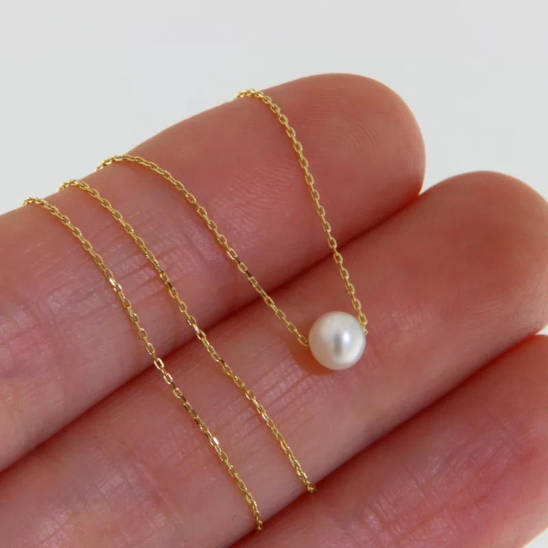 Colier Aur 14 k Perla de Cultura Naturala Incorporata - Eleganta Pura