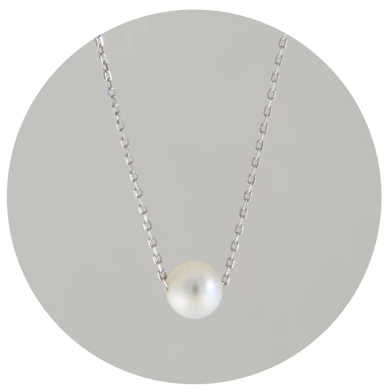 Colier Aur 14 k Perla de Cultura Naturala Incorporata - Eleganta Pura